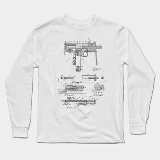 Machine Gun Adaptor Vintage Patent Hand Drawing Long Sleeve T-Shirt